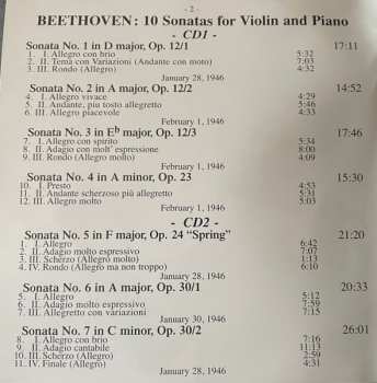 3CD/Set di cofanetti Ludwig van Beethoven: 10 Sonatas For Violin & Piano (Live At The Library Of Congress 1946)