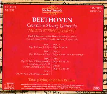 8CD/Set di cofanetti Ludwig van Beethoven: Beethoven - Complete String Quartets