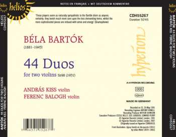 CD Béla Bartók: 44 Duos For Two Violins