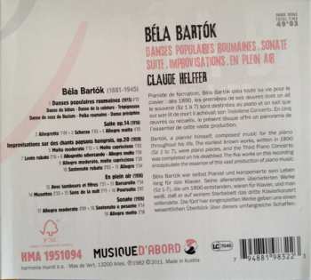 CD Béla Bartók: Danses Populaires Roumaines. Sonate. Suite. Improvisations. En Plein Air