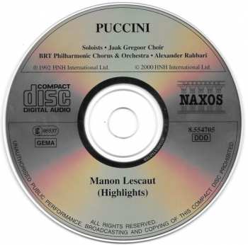 CD Belgian Radio And Television Philharmonic Orchestra: Puccini: Manon Lescaut (Highlights)
