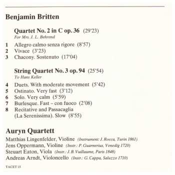 CD Benjamin Britten: Streichquartette Nr. 2 Opus 36, Nr. 3 Opus 94