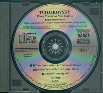 CD Pyotr Ilyich Tchaikovsky: Great Pianists: Moiseiwitsch 3 (Historical Recordings 1944 and 1945)