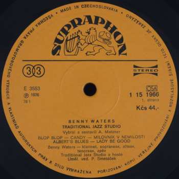 LP Traditional Jazz Studio: Benny Waters & Traditional Jazz Studio