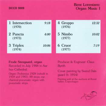 CD Bent Lorentzen: Organ Music I