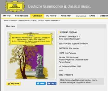 LP Berliner Philharmoniker: Eine Kleine Nachtmusik · Egmont-Ouverture · Die Moldau (Vltava) · Les Preludes