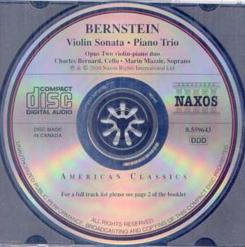 CD Leonard Bernstein: Violin Sonata / Piano Trio / New Transcriptions / Opus Two Violin - Piano Duo