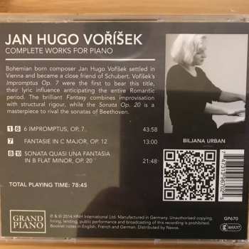 CD Jan Václav Hugo Voříšek: Complete Works For Piano