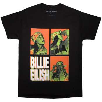 Merce Billie Eilish: Billie Eilish Unisex T-shirt: 3 Photo Logo (black) (small) S