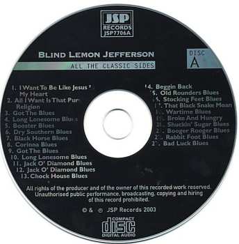4CD/Set di cofanetti Blind Lemon Jefferson: The Complete 94 Classic Sides Remastered