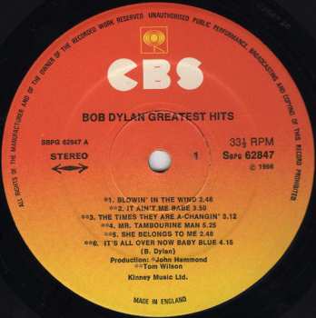 LP Bob Dylan: Greatest Hits