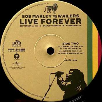 3LP/2CD/Set di cofanetti Bob Marley & The Wailers: Live Forever: The Stanley Theatre, Pittsburgh, PA, September 23, 1980 LTD