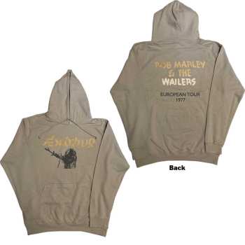 Merce Bob Marley & The Wailers: Bob Marley Unisex Pullover Hoodie: Exodus Mic Photo Wailers Tour 77 (back Print & Hi-build) (small) S