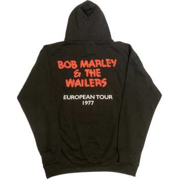Merce Bob Marley & The Wailers: Bob Marley Unisex Pullover Hoodie: Exodus Wailers European Tour '77 (back Print & Hi-build) (large) L