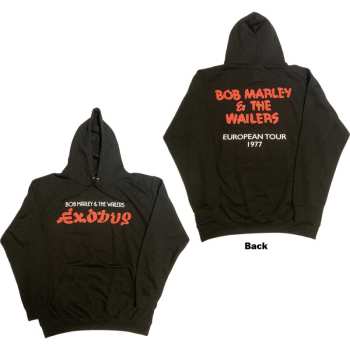 Merce Bob Marley & The Wailers: Bob Marley Unisex Pullover Hoodie: Exodus Wailers European Tour '77 (back Print & Hi-build) (large) L