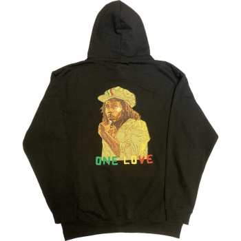 Merce Bob Marley & The Wailers: Bob Marley Unisex Pullover Hoodie: Wailers One Love Portrait (back Print & Embroidery) (small) S