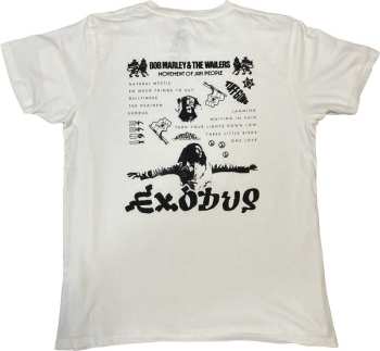 Merce Bob Marley & The Wailers: Bob Marley Unisex Organic T-shirt: Exodus Tracklist (back Print & Hi-build) (small) S