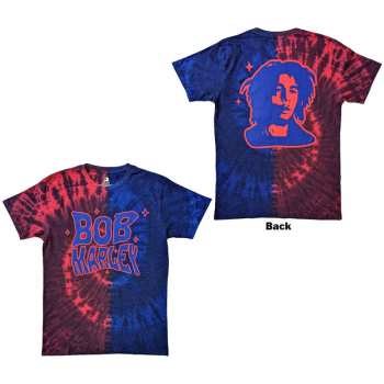 Merce Bob Marley & The Wailers: Bob Marley Unisex T-shirt: Trippy Text (red & Blue) (back Print & Wash Collection) (small) S