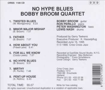CD Bobby Broom Quartet: No Hype Blues