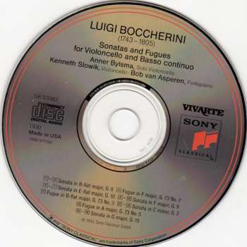 CD Luigi Boccherini: Cello Sonatas - Fugues For 2 Cellos