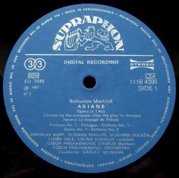 LP Bohuslav Martinů: Ariane (Opera In 1 Act)