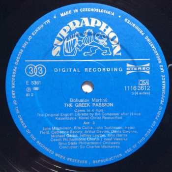 2LP/Set di cofanetti Bohuslav Martinů: The Greek Passion (Opera In 4 Acts)