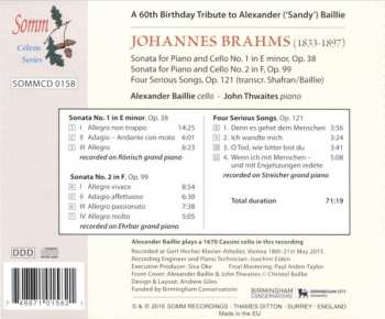 CD Johannes Brahms: Sonatas For Cello & Piano ⋅ Four Serious Songs