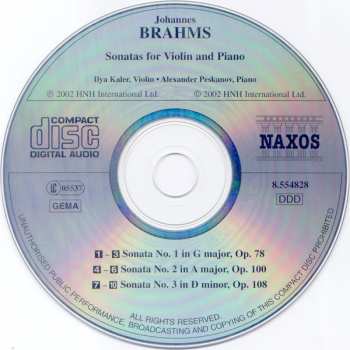 CD Johannes Brahms: Violin Sonatas