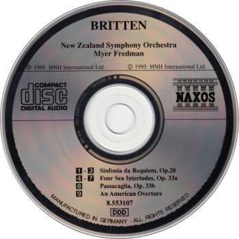 CD Benjamin Britten: Sinfonia Da Requiem, Op. 20 • Four Sea Interludes, Op. 33a • Passacaglia • An American Overture
