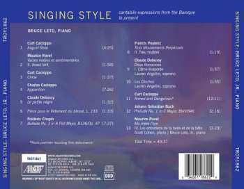 CD Bruce Leto: Singing Style (Cantabile Expressions From The Baroque To Present)