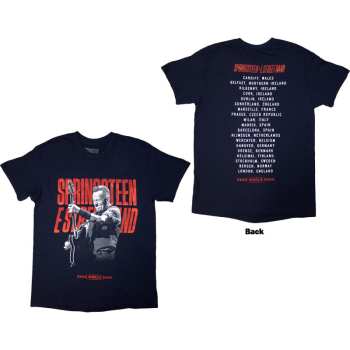 Merce Bruce Springsteen: Bruce Springsteen Unisex T-shirt: Tour '24 Guitar Photo (navy Blue) (back Print & Ex-tour) (small) S