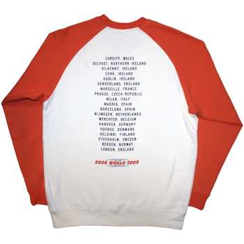 Merce Bruce Springsteen: Bruce Springsteen Unisex Raglan T-shirt: Tour '24 Wheel (white & Orange) (back Print & Ex-tour) (medium) M
