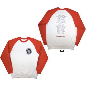Merce Bruce Springsteen: Bruce Springsteen Unisex Raglan T-shirt: Tour '24 Wheel (white & Orange) (back Print & Ex-tour) (medium) M