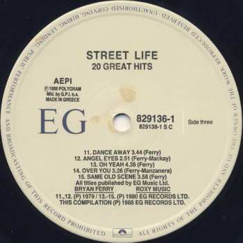 2LP Roxy Music: Street Life - 20 Great Hits