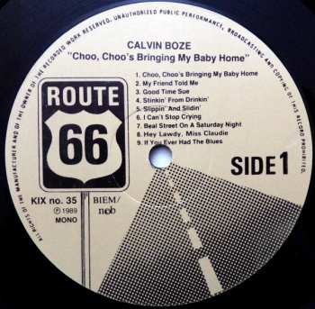 LP Calvin Boze: Choo, Choo's Bringing My Baby Home