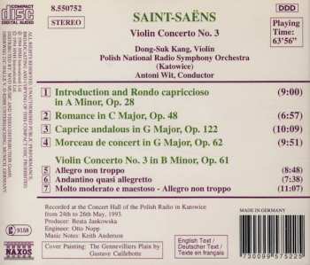 CD Camille Saint-Saëns: Violin Concerto No. 3 • Introduction And Rondo Capriccioso • Caprice Andalous • Morceau De Concert