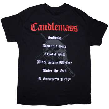 Merce Candlemass: Candlemass Unisex T-shirt: Epicus Doomicus Metallicus (black) (back Print) (small) S