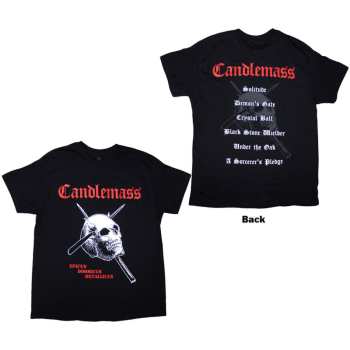 Merce Candlemass: Candlemass Unisex T-shirt: Epicus Doomicus Metallicus (black) (back Print) (small) S