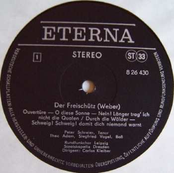LP Carl Maria von Weber: Der Freischütz (Opernquerschnitt)
