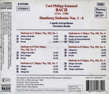 CD Carl Philipp Emanuel Bach: Hamburg Sinfonias Nos. 1 - 6