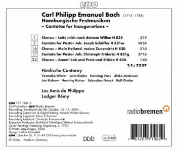 CD Carl Philipp Emanuel Bach: Hamburgische Festmusiken