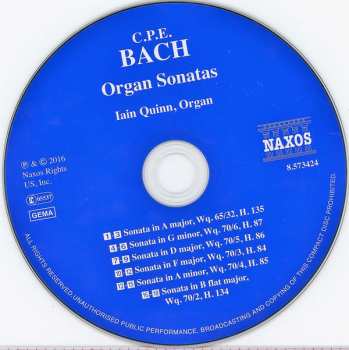 CD Carl Philipp Emanuel Bach: Organ Sonatas