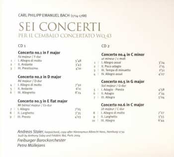 2CD Carl Philipp Emanuel Bach: Sei Concerti Per Il Cembalo Concerto WQ 43