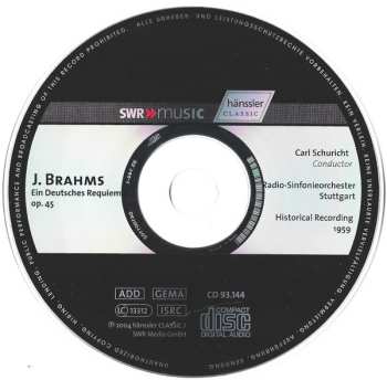 CD Johannes Brahms: Ein Deutsches Requiem Op. 45