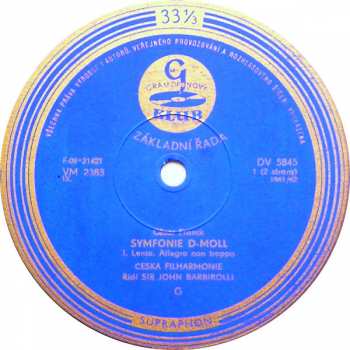 LP The Czech Philharmonic Orchestra: Symfonie D Moll