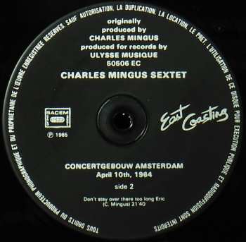 CD Charles Mingus Sextet: East Coasting +2