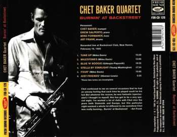 CD Chet Baker Quartet: Burnin' At Backstreet