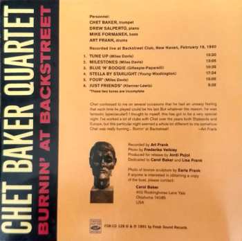 CD Chet Baker Quartet: Burnin' At Backstreet
