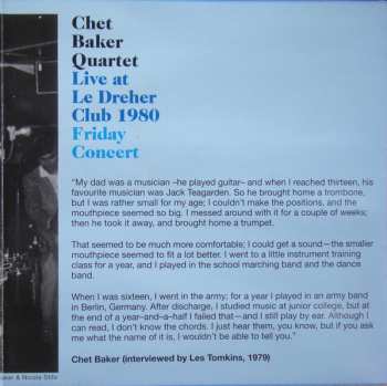 CD Chet Baker Quartet: Live At Le Dreher Club 1980 Friday Concert