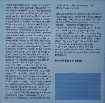 CD Chet Baker Quartet: Live At Le Dreher Club 1980 Friday Concert